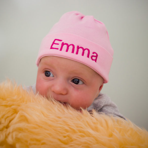 Girls Personalised Newborn Baby Hat